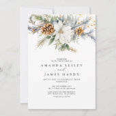 Invitation Aquarelle Noël hiver Floral Mariage (Devant)