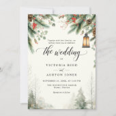 Invitation Aquarelle Noël Mariage d'hiver (Devant)