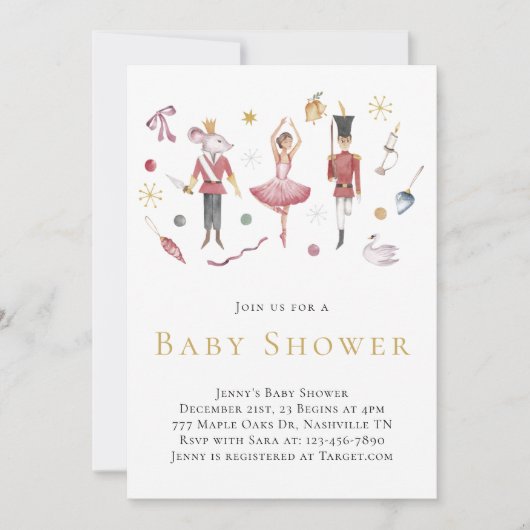 Invitation Aquarelle Noël Nutcracker Baby shower (Devant)