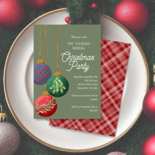 Invitation Aquarelle Noël Ornements Fête de Noël