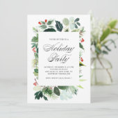 Invitation Aquarelle Noël Verdure Cadre Fête (Debout devant)