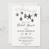 Invitation Aquarelle Noir Blanc Noël Fête des mariées (Devant)