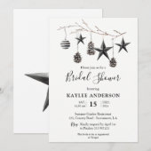 Invitation Aquarelle Noir Blanc Noël Fête des mariées (Devant / Derrière)