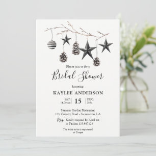 Invitation Aquarelle Noir Blanc Noël Fête des mariées