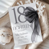 Invitation Aquarelle noir Bow 18e anniversaire