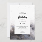 Invitation Aquarelle Noir gris brouillard anniversaire (Devant)
