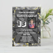 Invitation Aquarelle noire Ado Boys Anniversaire Photo dans (Debout devant)