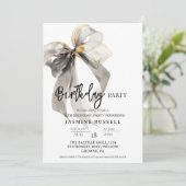 Invitation Aquarelle noire Bow Fête d'anniversaire femme (Debout devant)