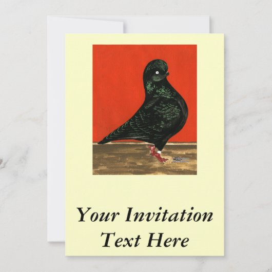 Invitation Aquarelle noire de Pigeon (Devant)