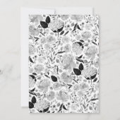 Invitation Aquarelle noire et blanche moderne Floral Argent (Dos)