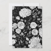 Invitation Aquarelle noire et blanche Numéro de la table flor (Dos)
