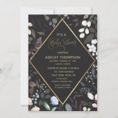 Invitation Aquarelle noire et or Baby shower Floral (Devant)