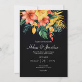 Invitation Aquarelle noire Floral Mariage tropical (Devant)