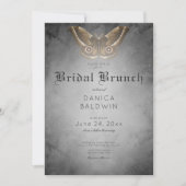 Invitation Aquarelle noire gothique Brown Moth Bridal Brunch (Devant)