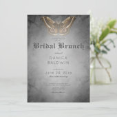 Invitation Aquarelle noire gothique Brown Moth Bridal Brunch (Debout devant)