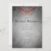 Invitation Aquarelle noire gothique Fête des mariées Moth rou (Devant)