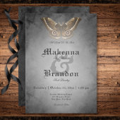 Invitation Aquarelle noire gothique foncée Brown Mariage de t