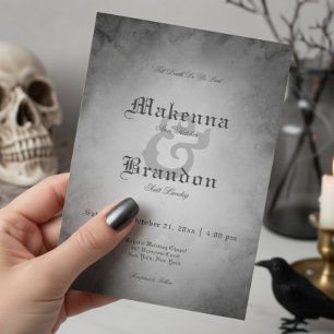 Invitation Aquarelle noire gothique foncée Mariage de papillo