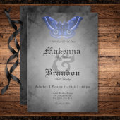 Invitation Aquarelle noire gothique foncée Mariage de teigne