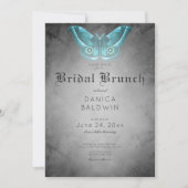Invitation Aquarelle noire gothique Turquoise Moth Bridal Bru (Devant)