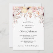 Invitation Aquarelle noire rose Fête de l'mariée florale (Devant)