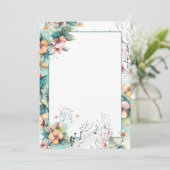 Invitation Aquarelle notes musicales et fleurs (Debout devant)