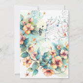 Invitation Aquarelle notes musicales et fleurs (Dos)