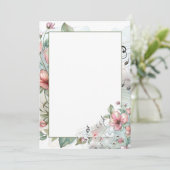 Invitation Aquarelle notes musicales et fleurs (Debout devant)