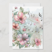 Invitation Aquarelle notes musicales et fleurs (Dos)