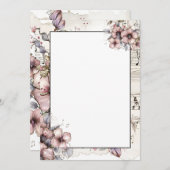 Invitation Aquarelle notes musicales et fleurs (Devant / Derrière)