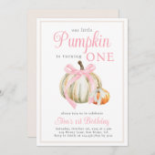Invitation Aquarelle Notre Petit Bow De Ruban Citrouille (Devant / Derrière)