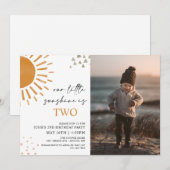 Invitation Aquarelle Notre Petit Soleil Photo Anniversaire (Devant / Derrière)