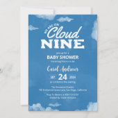Invitation Aquarelle Nous Sommes Sur Cloud Neuf Baby shower B (Devant)