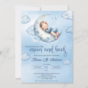 Invitation Aquarelle nous vous aimons à la lune et au retour