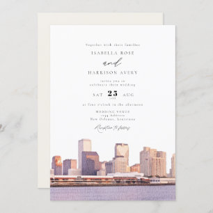 Invitation Aquarelle Nouvelle-Orléans Louisiane Mariage Skyli