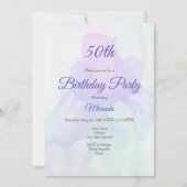 Invitation Aquarelle numérique bleu violet iris (Devant)