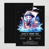 Invitation Aquarelle numérique Pirate Anniversaire (Devant / Derrière)