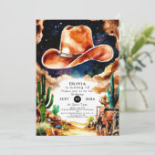 Invitation Aquarelle Occidentale Cowboy (Debout devant)