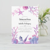 Invitation Aquarelle Ocean Life Quinceañera (Debout devant)