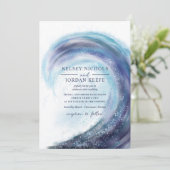 Invitation Aquarelle Ocean Wave | MARIAGE (Debout devant)