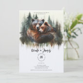 Invitation Aquarelle Oears Rustic Wilderness Mariage (Debout devant)