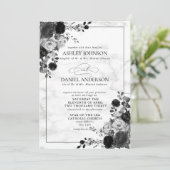 Invitation Aquarelle officielle noire et blanche (Debout devant)