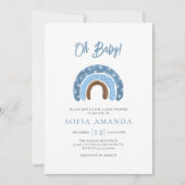 Invitation Aquarelle Oh Baby Blue Rainbow Baby shower (Devant)