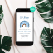 Invitation Aquarelle Oh Baby Blue Rainbow Baby shower