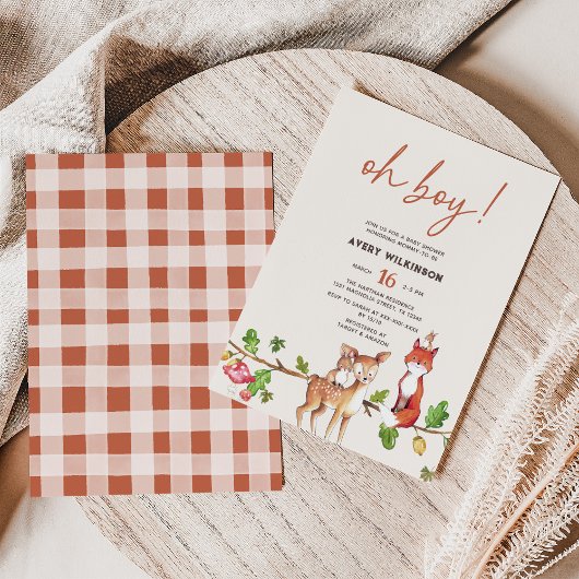 Invitation Aquarelle Oh Boy Baby shower bois