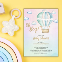 Aquarelle Oh Boy Clouds Baby shower