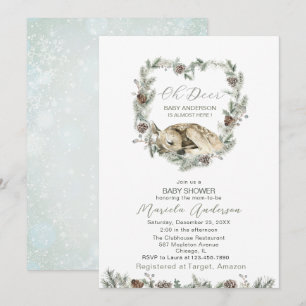 Invitation Aquarelle Oh Deer Baby shower