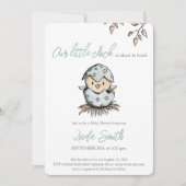Invitation Aquarelle Oiseau Hatching Baby shower neutre (Devant)