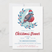 Invitation Aquarelle Oiseau sur la lune Soirée de Noël (Devant)