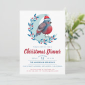 Invitation Aquarelle Oiseau sur la lune Soirée de Noël (Debout devant)